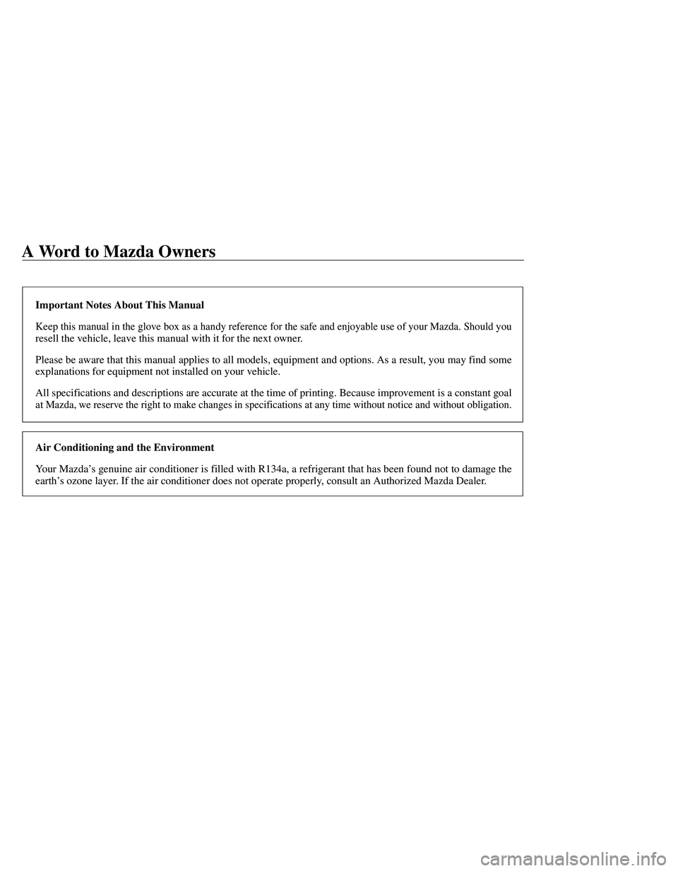 MAZDA MODEL B3000 4WD 2001  Owners Manual 