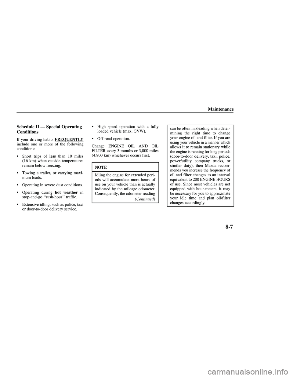 MAZDA MODEL B3000 4WD 2001  Owners Manual 