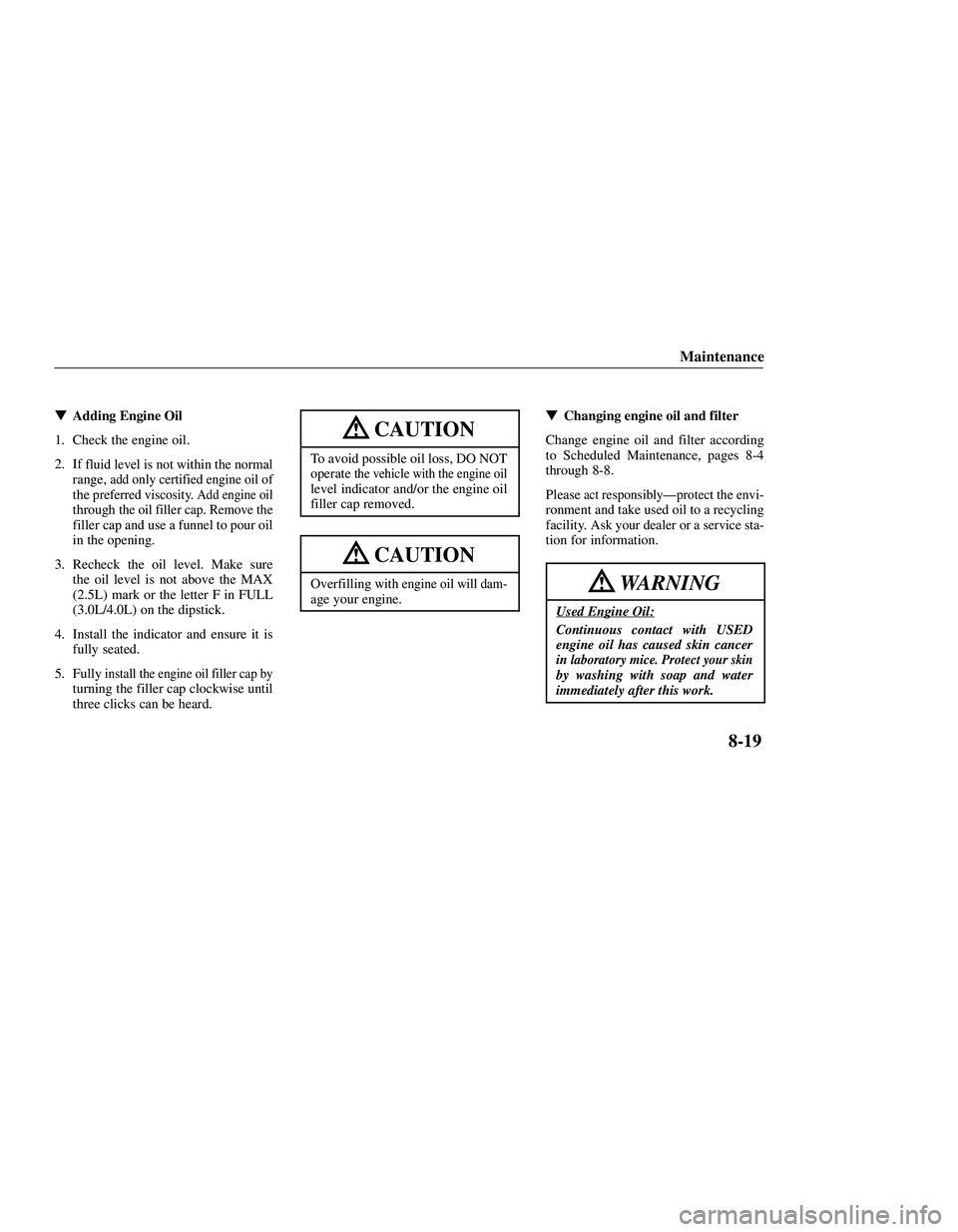 MAZDA MODEL B3000 4WD 2001  Owners Manual 