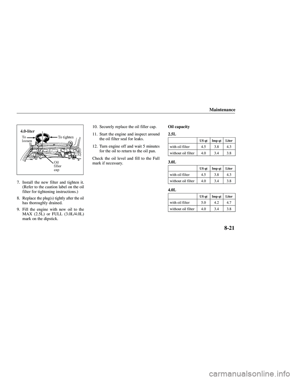 MAZDA MODEL B3000 4WD 2001  Owners Manual 
