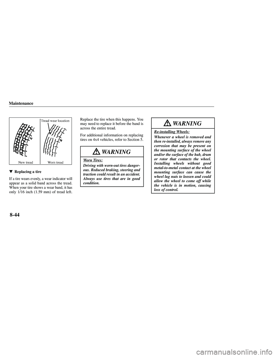 MAZDA MODEL B3000 4WD 2001  Owners Manual 