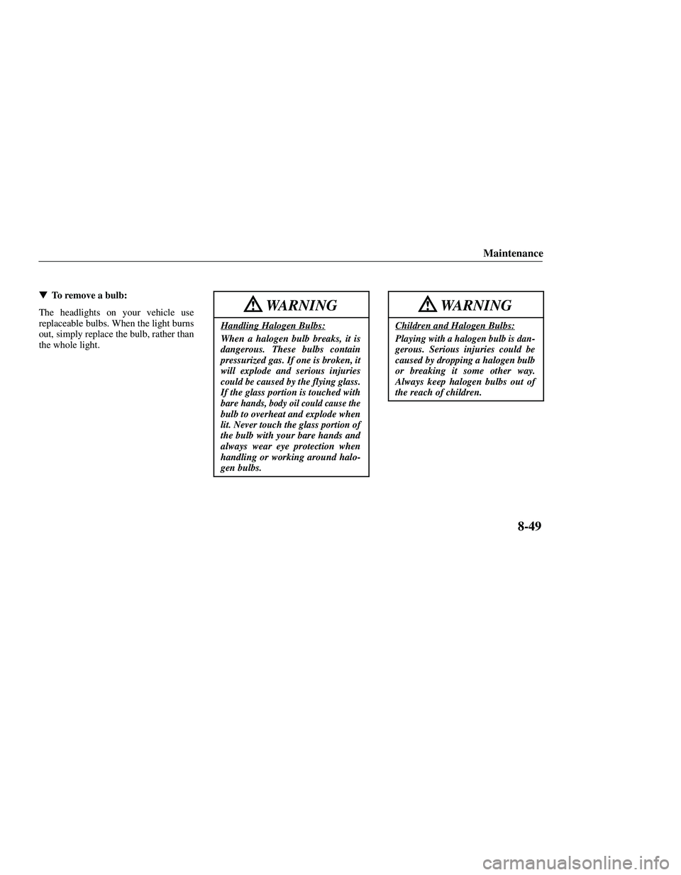 MAZDA MODEL B3000 4WD 2001  Owners Manual 
