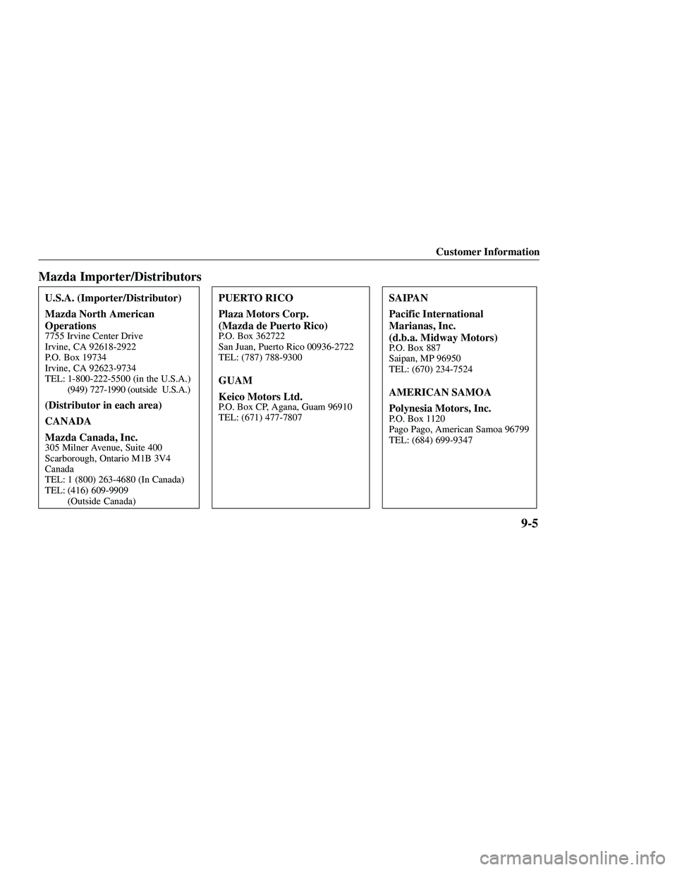MAZDA MODEL B3000 4WD 2001  Owners Manual 