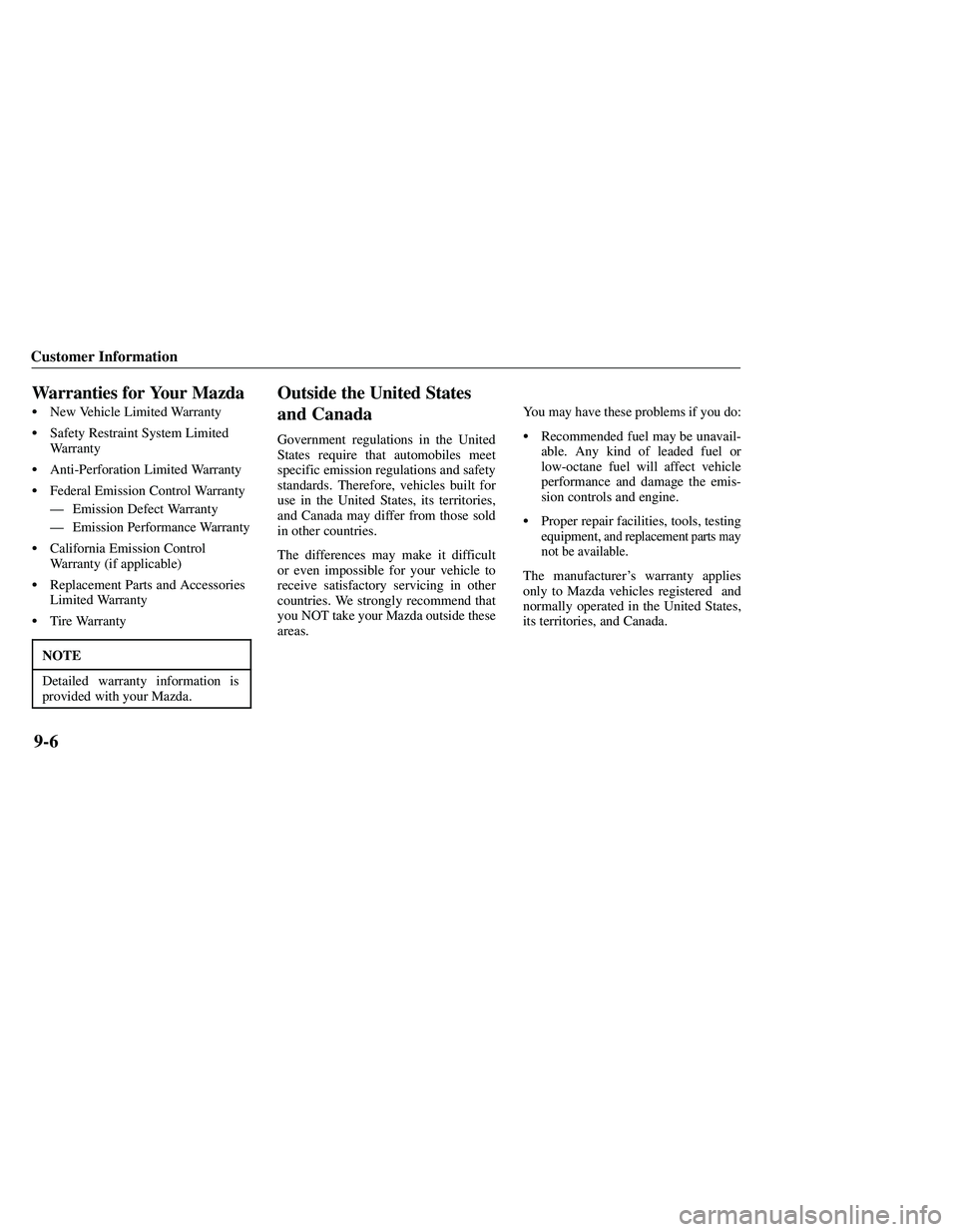 MAZDA MODEL B3000 4WD 2001  Owners Manual 