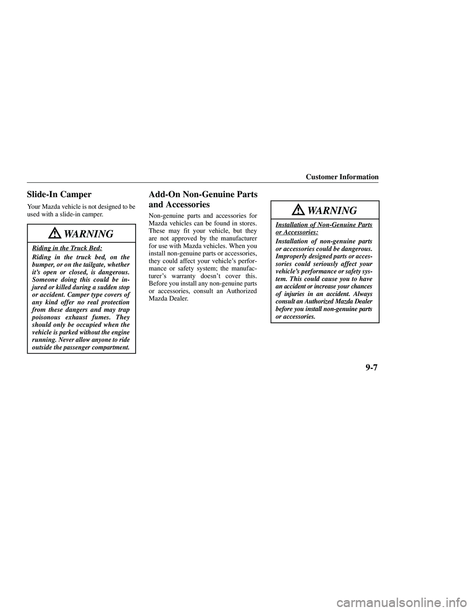 MAZDA MODEL B3000 4WD 2001  Owners Manual 