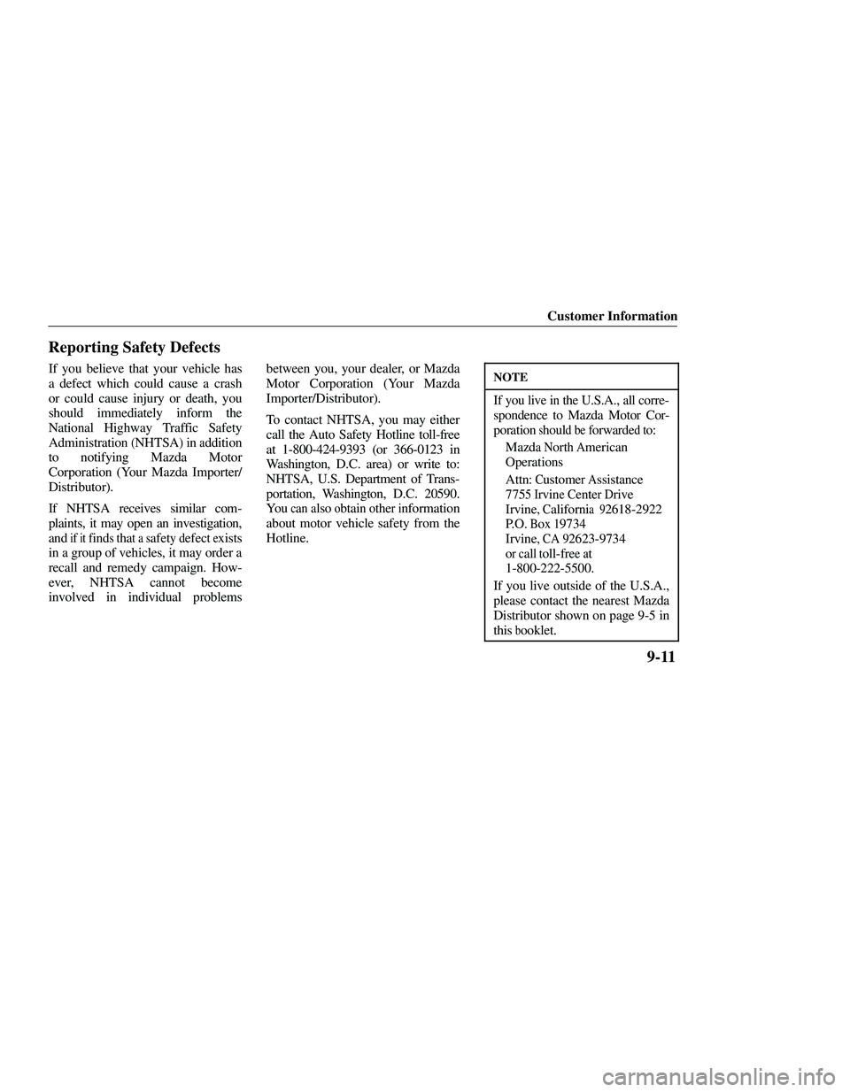MAZDA MODEL B3000 4WD 2001  Owners Manual 