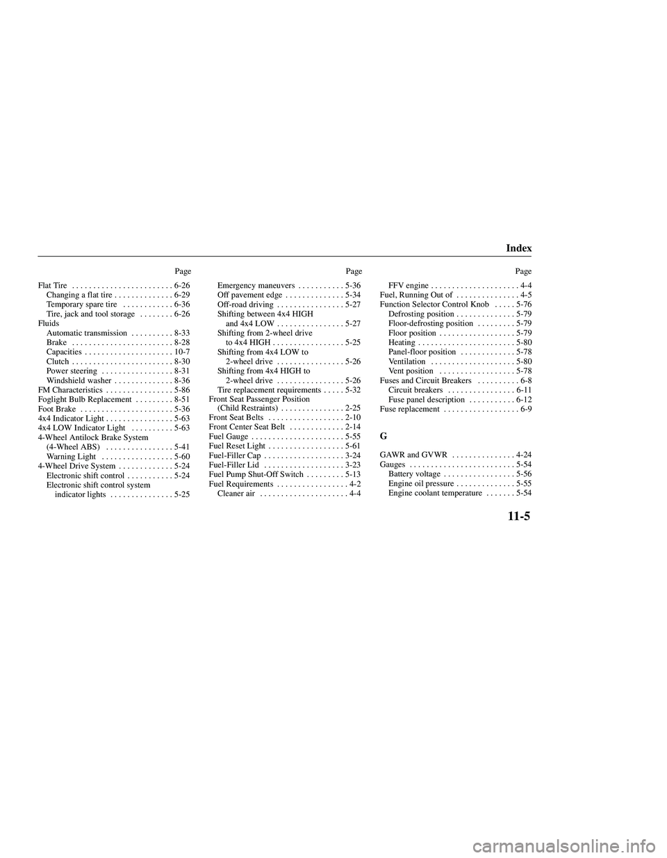 MAZDA MODEL B3000 4WD 2001  Owners Manual 