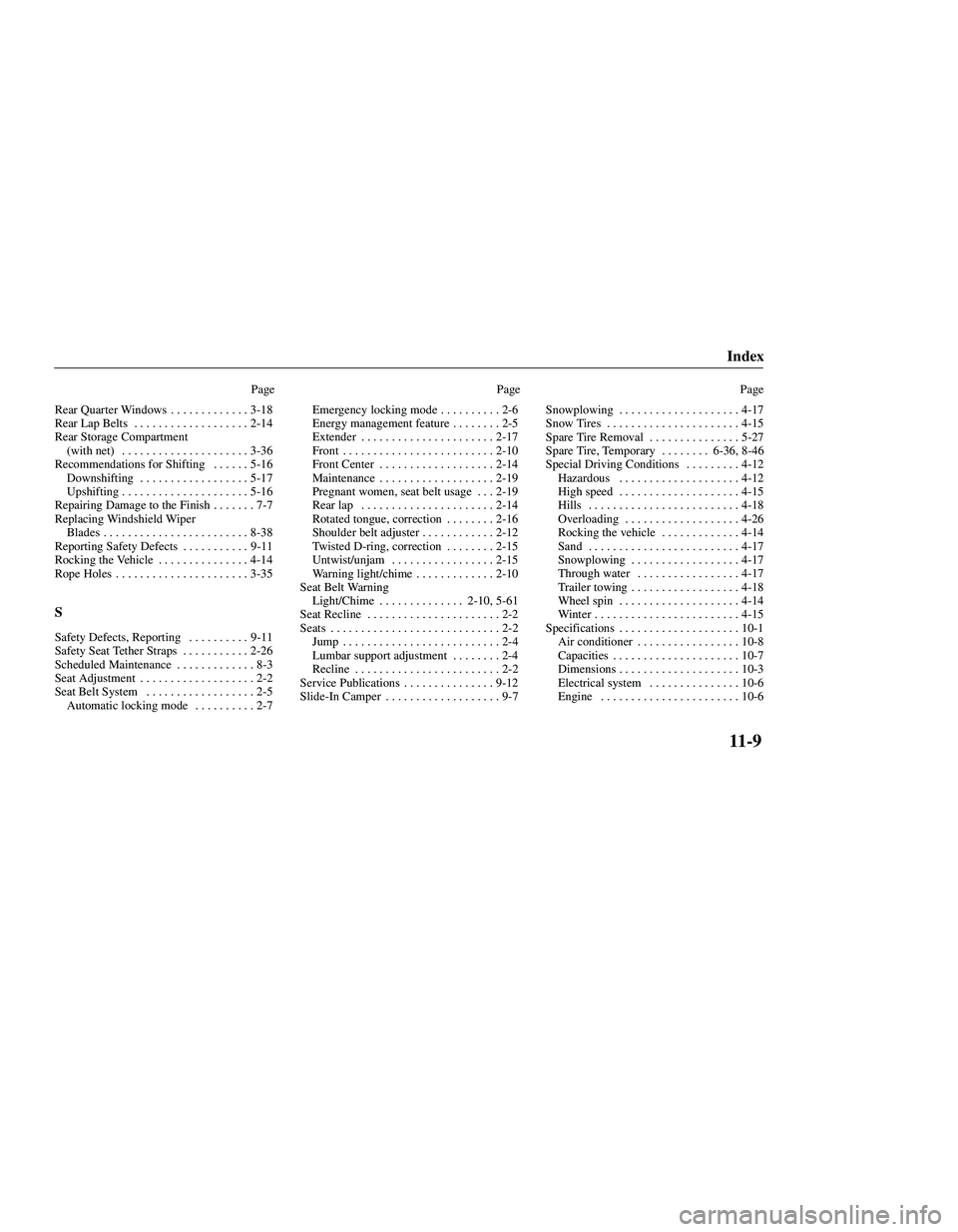 MAZDA MODEL B3000 4WD 2001  Owners Manual 
