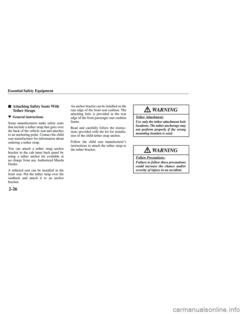 MAZDA MODEL B3000 4WD 2001  Owners Manual 