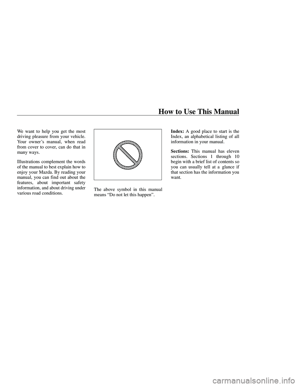 MAZDA MODEL B3000 4WD 2001  Owners Manual 