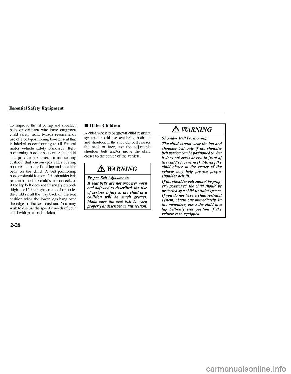 MAZDA MODEL B3000 4WD 2001  Owners Manual 