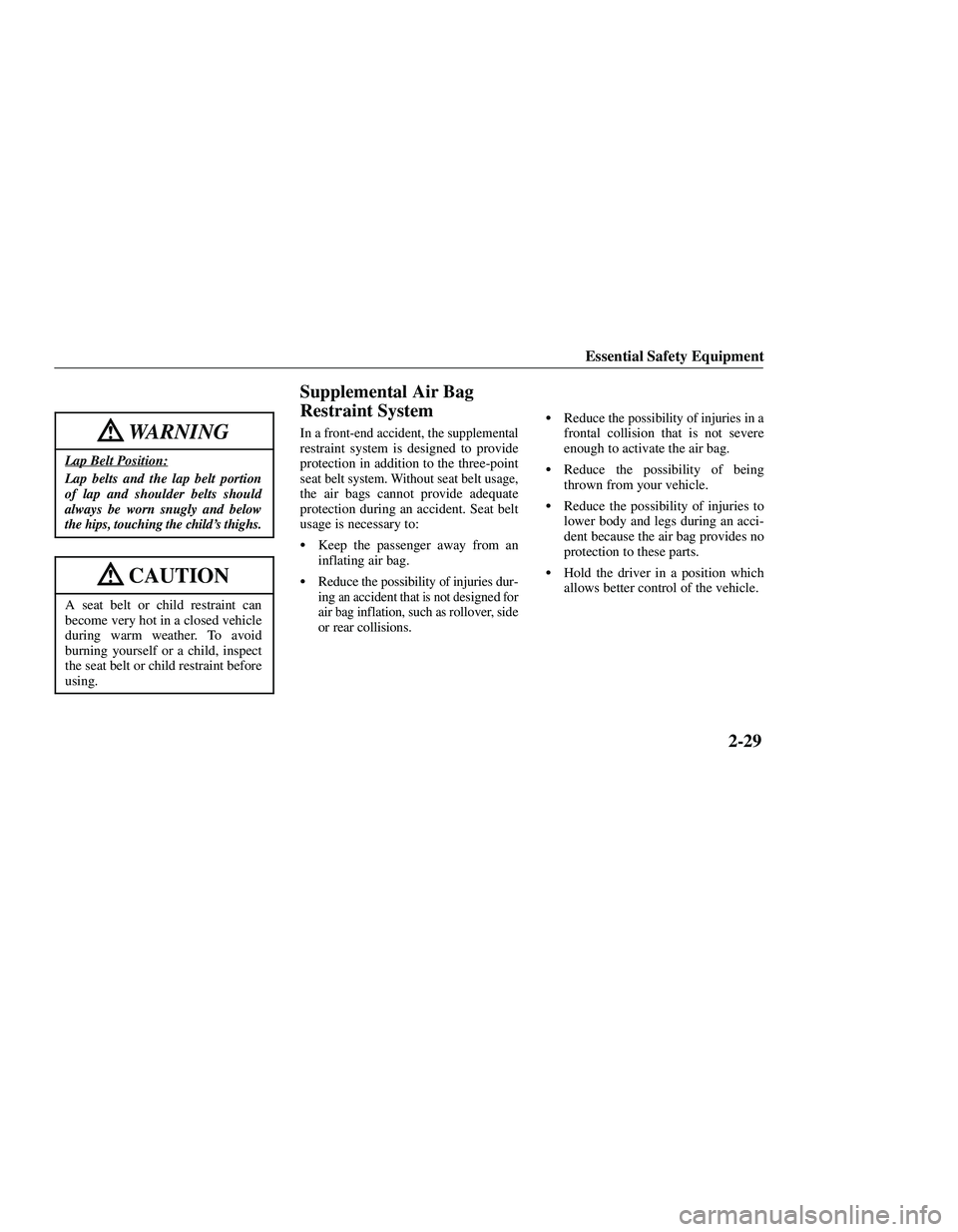 MAZDA MODEL B3000 4WD 2001  Owners Manual 