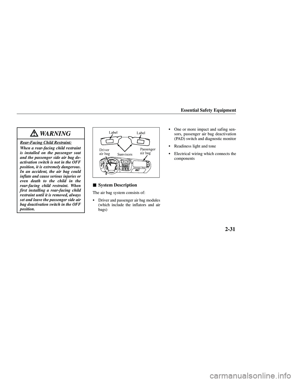 MAZDA MODEL B3000 4WD 2001  Owners Manual 