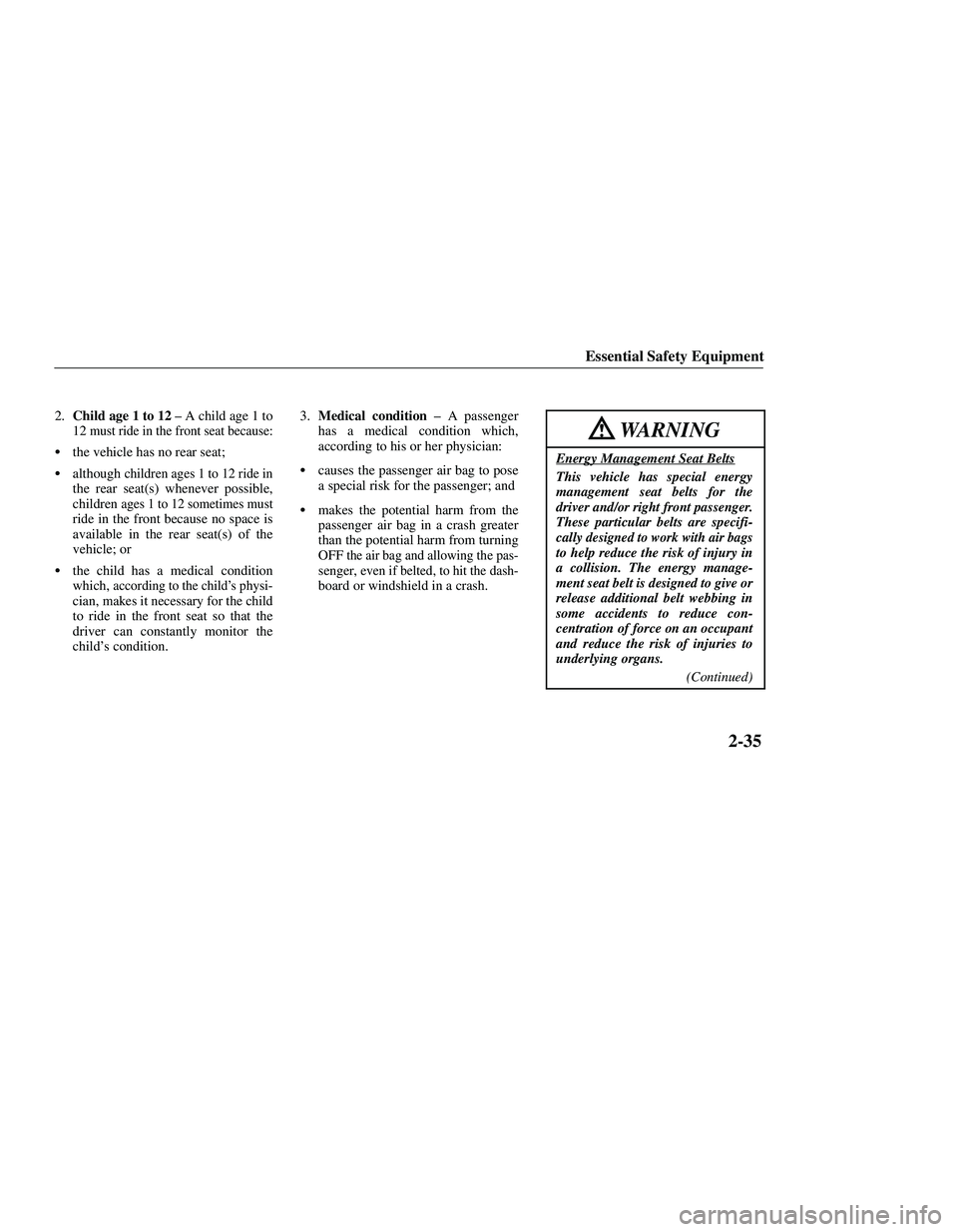 MAZDA MODEL B3000 4WD 2001  Owners Manual 