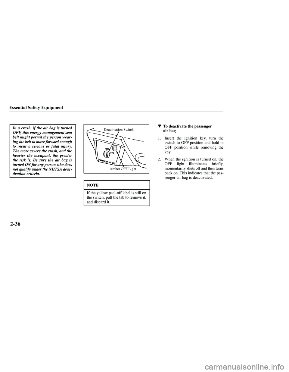 MAZDA MODEL B3000 4WD 2001  Owners Manual 