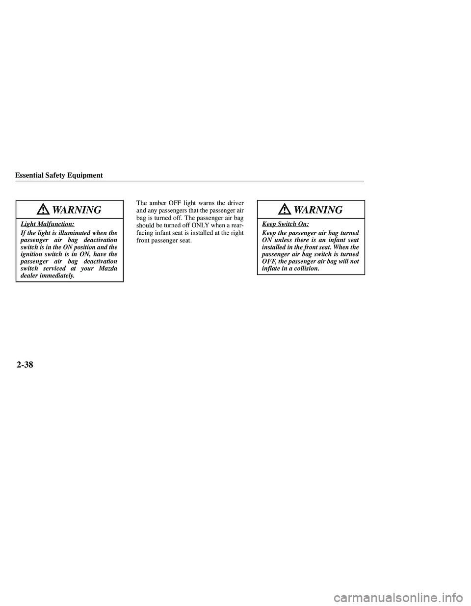 MAZDA MODEL B3000 4WD 2001  Owners Manual 