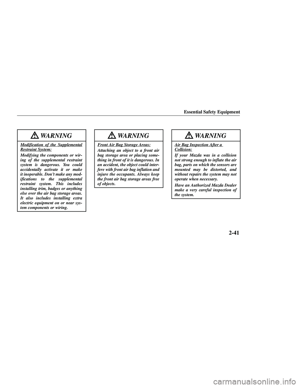 MAZDA MODEL B3000 4WD 2001  Owners Manual 