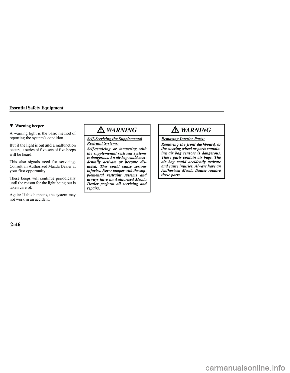 MAZDA MODEL B3000 4WD 2001  Owners Manual 