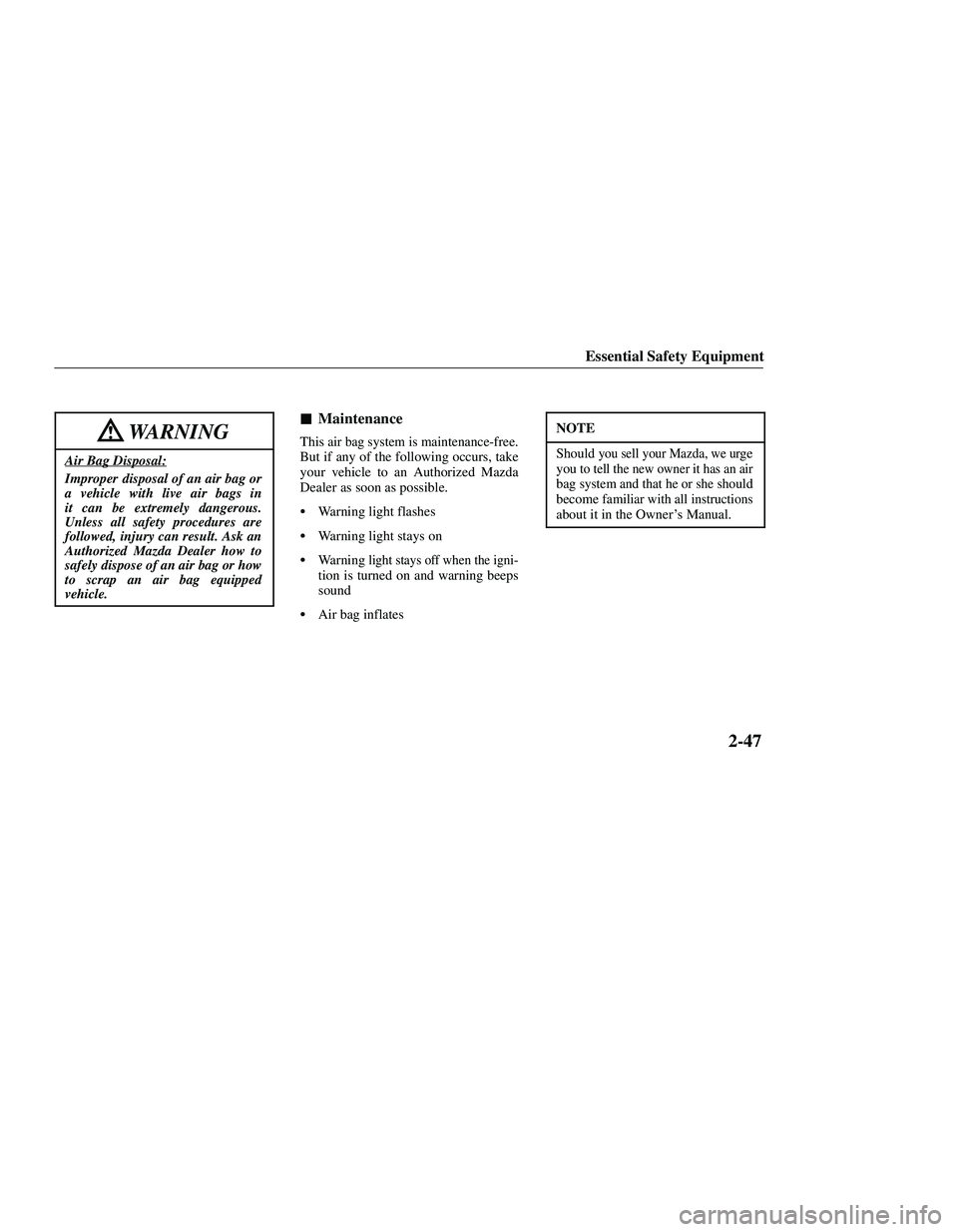 MAZDA MODEL B3000 4WD 2001  Owners Manual 