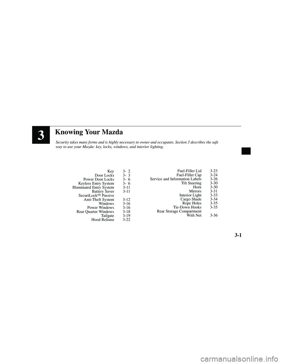 MAZDA MODEL B3000 4WD 2001  Owners Manual 