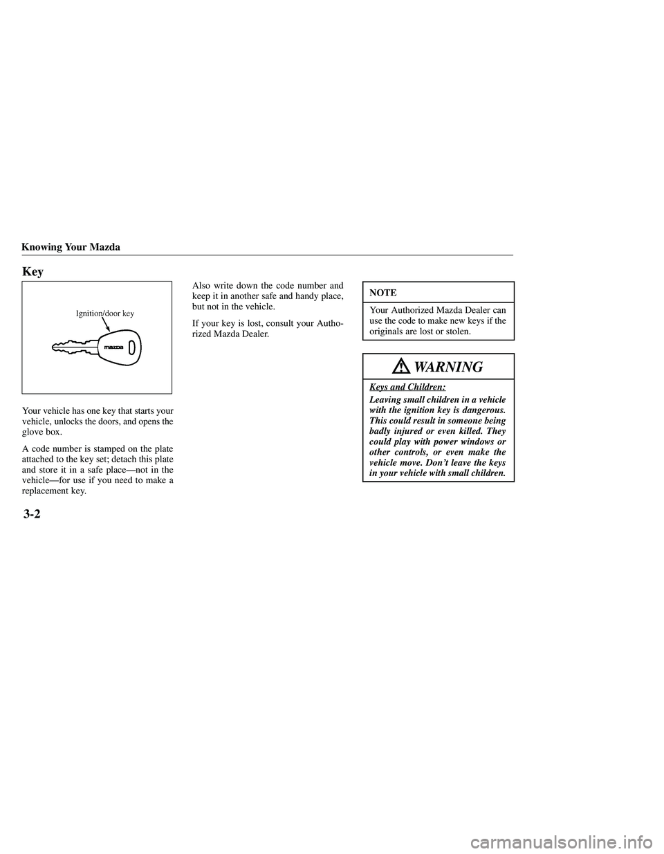 MAZDA MODEL B3000 4WD 2001  Owners Manual 