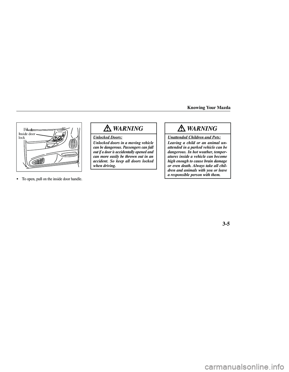 MAZDA MODEL B3000 4WD 2001  Owners Manual 