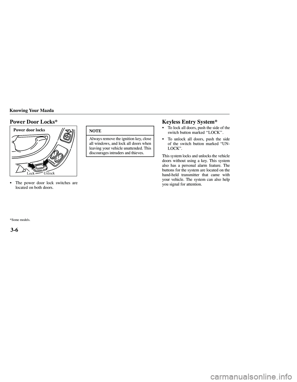 MAZDA MODEL B3000 4WD 2001  Owners Manual 
