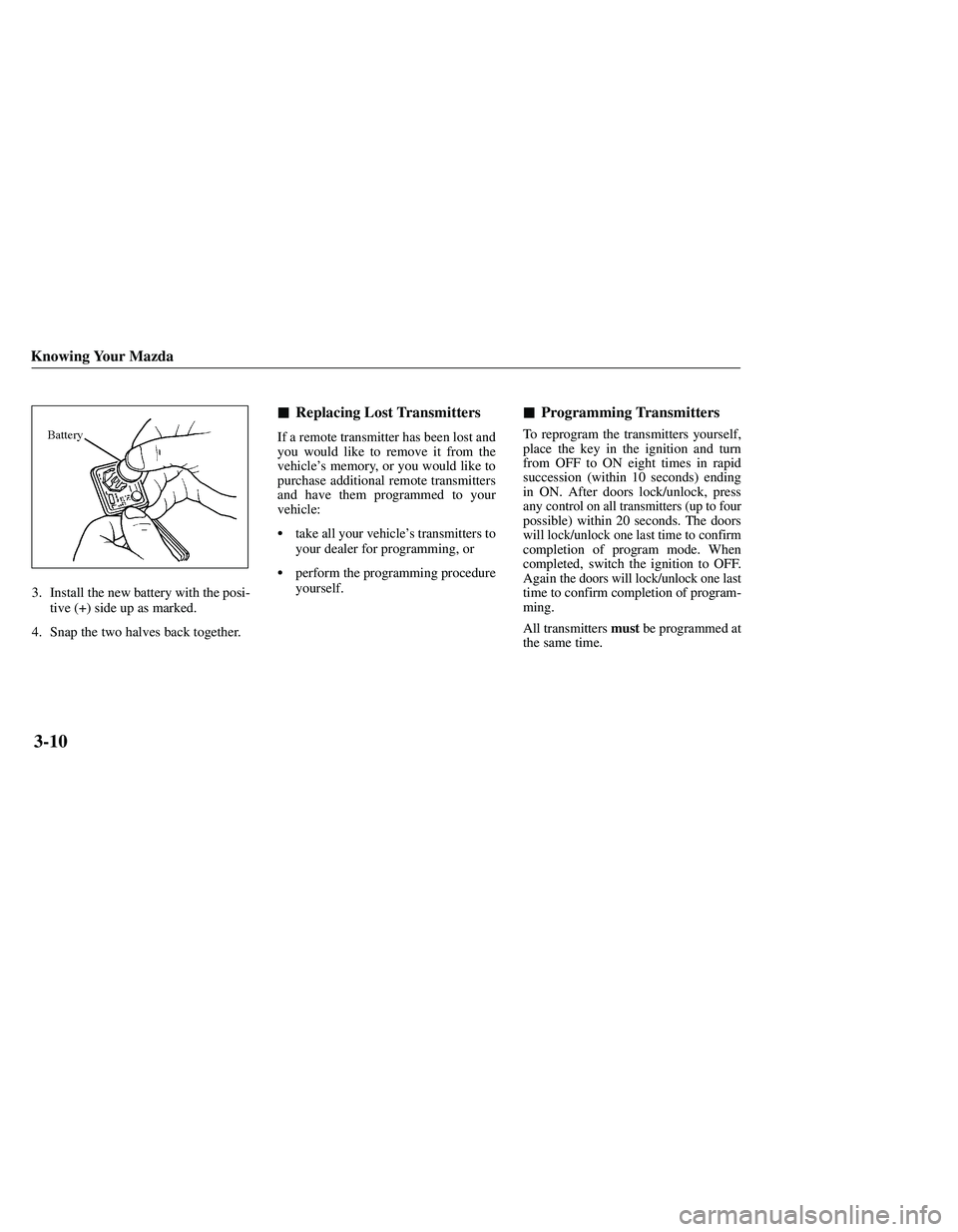 MAZDA MODEL B3000 4WD 2001  Owners Manual 
