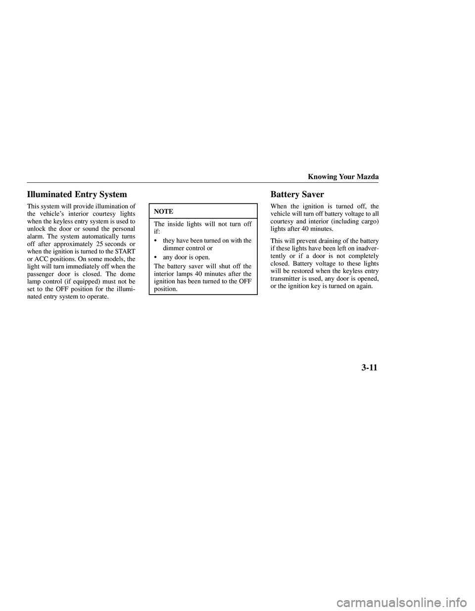 MAZDA MODEL B3000 4WD 2001  Owners Manual 