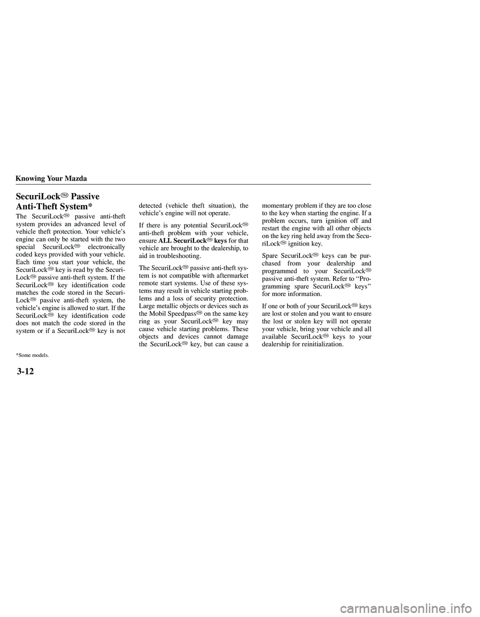 MAZDA MODEL B3000 4WD 2001  Owners Manual 
