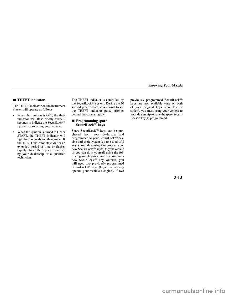 MAZDA MODEL B3000 4WD 2001  Owners Manual 
