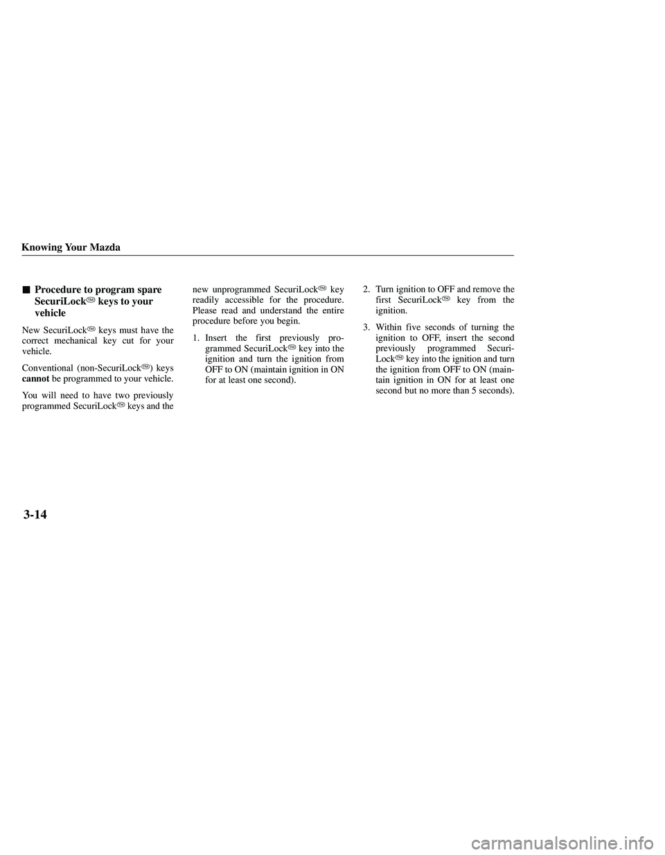 MAZDA MODEL B3000 4WD 2001  Owners Manual 