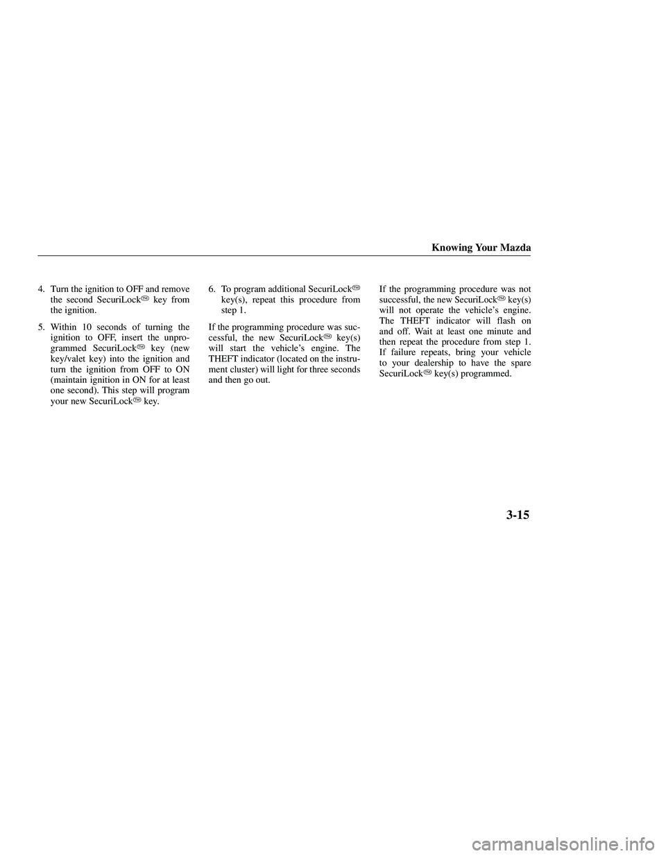 MAZDA MODEL B3000 4WD 2001  Owners Manual 