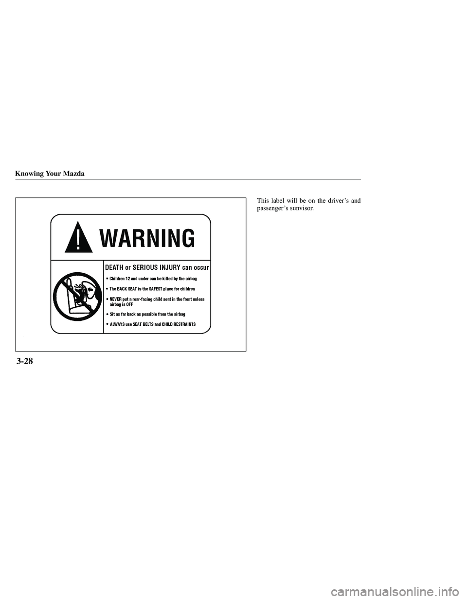 MAZDA MODEL B3000 4WD 2001  Owners Manual 