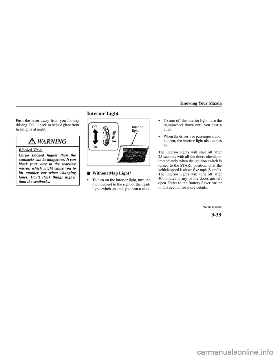 MAZDA MODEL B3000 4WD 2001  Owners Manual 