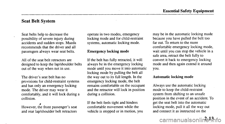 MAZDA MODEL 626 2000  Owners Manual 