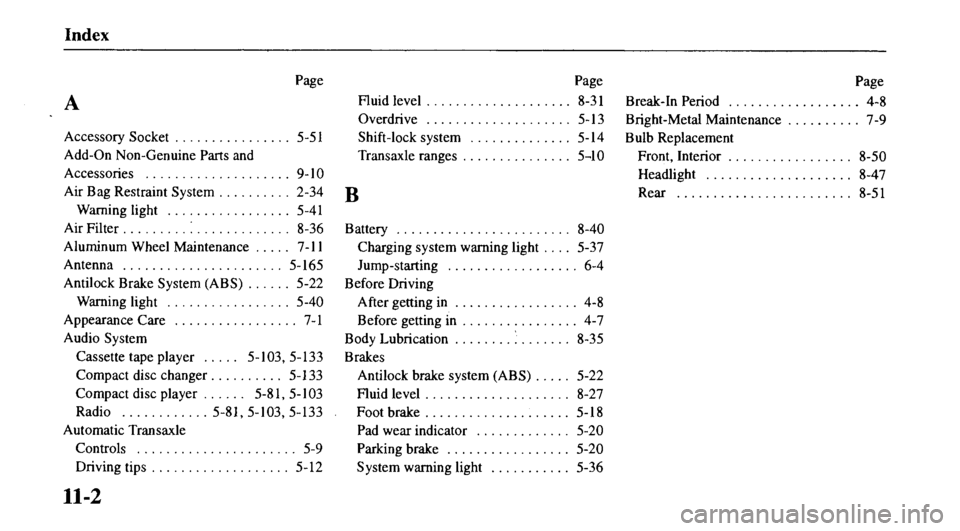 MAZDA MODEL 626 2000  Owners Manual 