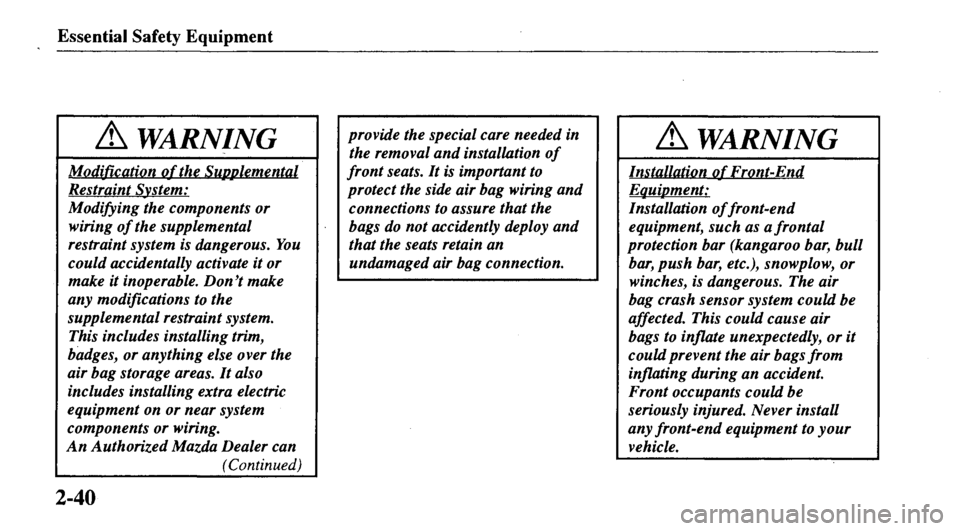 MAZDA MODEL 626 2000  Owners Manual 