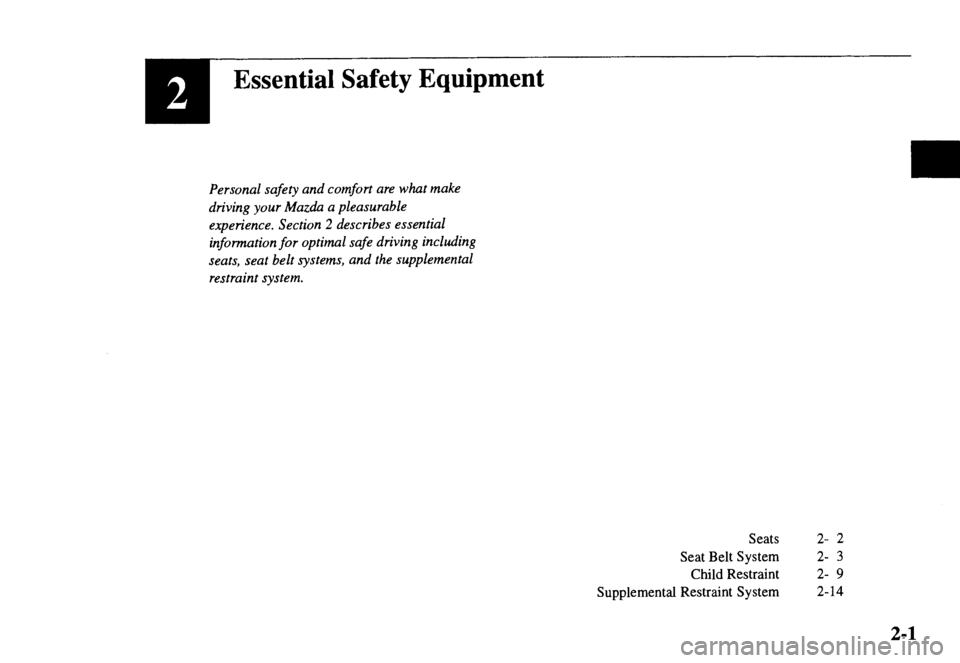 MAZDA MODEL MX-5 MIATA 2000  Owners Manual 