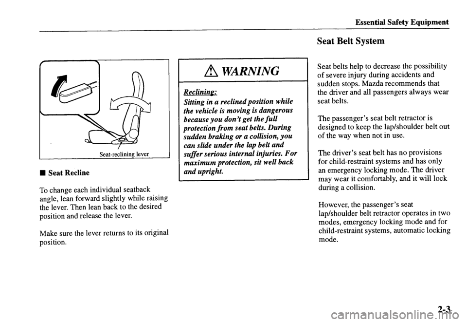 MAZDA MODEL MX-5 MIATA 2000  Owners Manual 