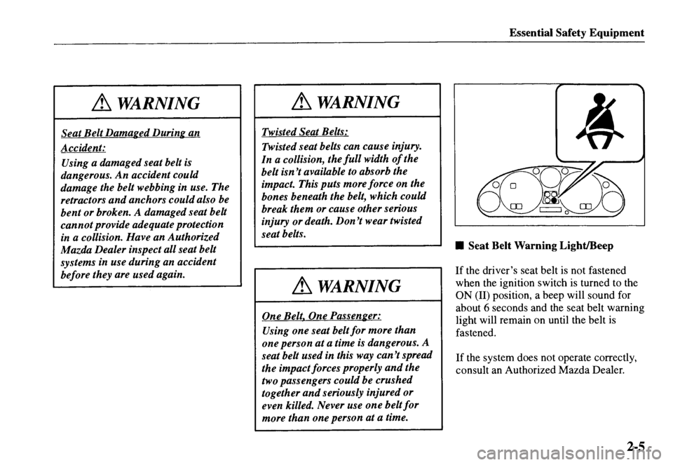 MAZDA MODEL MX-5 MIATA 2000  Owners Manual 