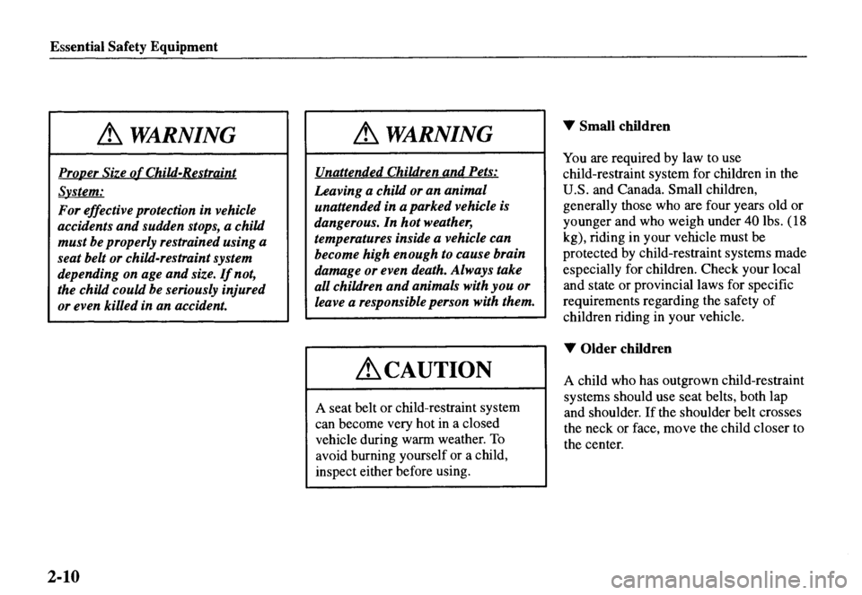 MAZDA MODEL MX-5 MIATA 2000  Owners Manual 