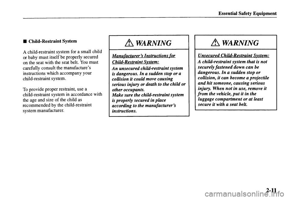 MAZDA MODEL MX-5 MIATA 2000  Owners Manual 