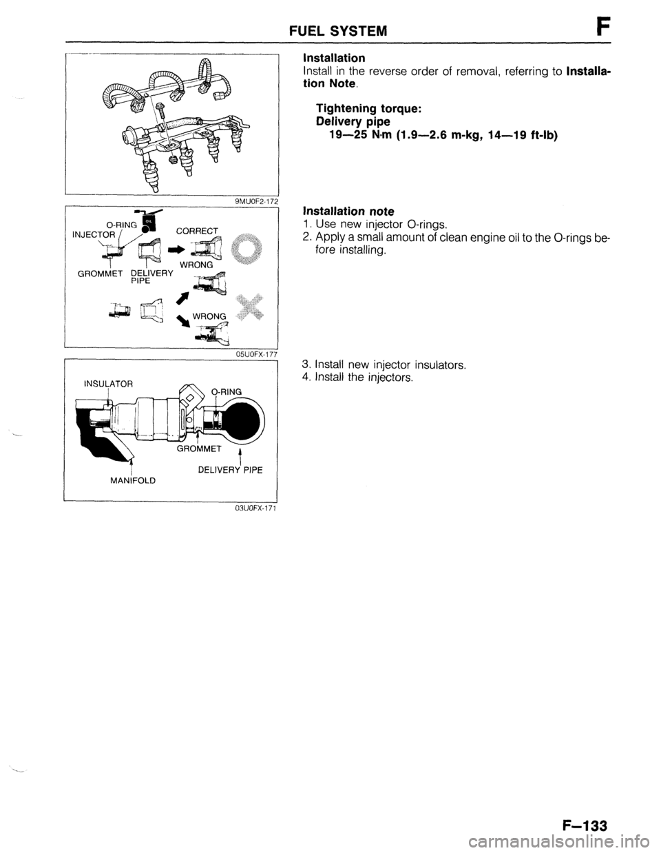 MAZDA 323 1989  Factory Repair Manual FUEL SYSTEM I- 
9MUOF2-17 
INJEC 
GRO 
,:.: ‘.L.. : 
,;:y :.*‘. 
+:: ..y& 
..: .:: ,: ,:y> 
‘$pID~~ :i 
..,..:,:, 
,.,i. :)I, 
./[::/: : 
. ...:;. 
/jj,.‘, ;.::,:: 
.’ .:::  ij!/ji.. 
OSUOFX