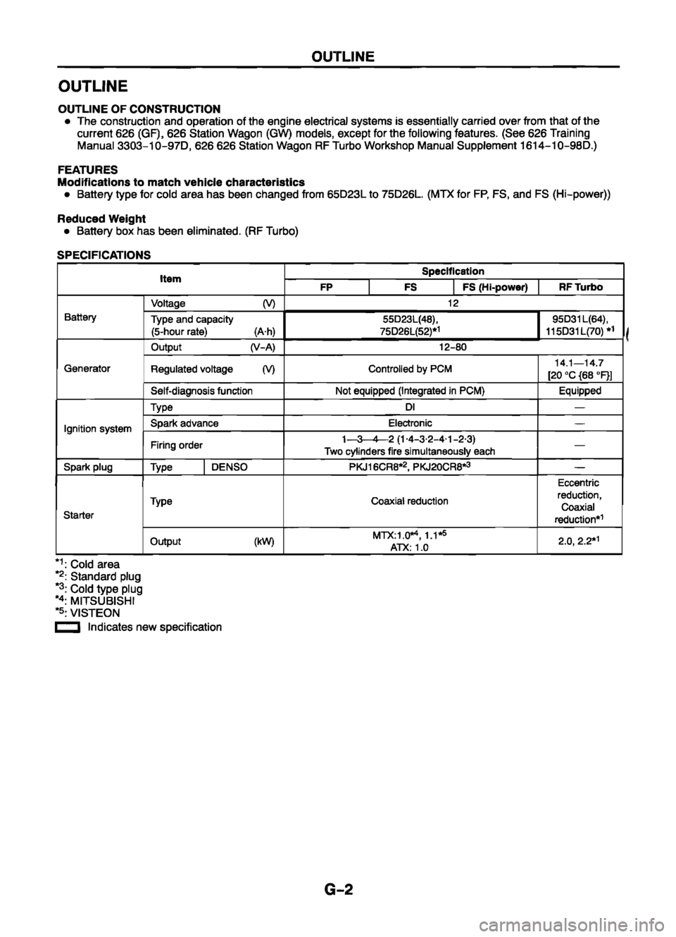 MAZDA 626 1999  Workshop Manual Suplement 