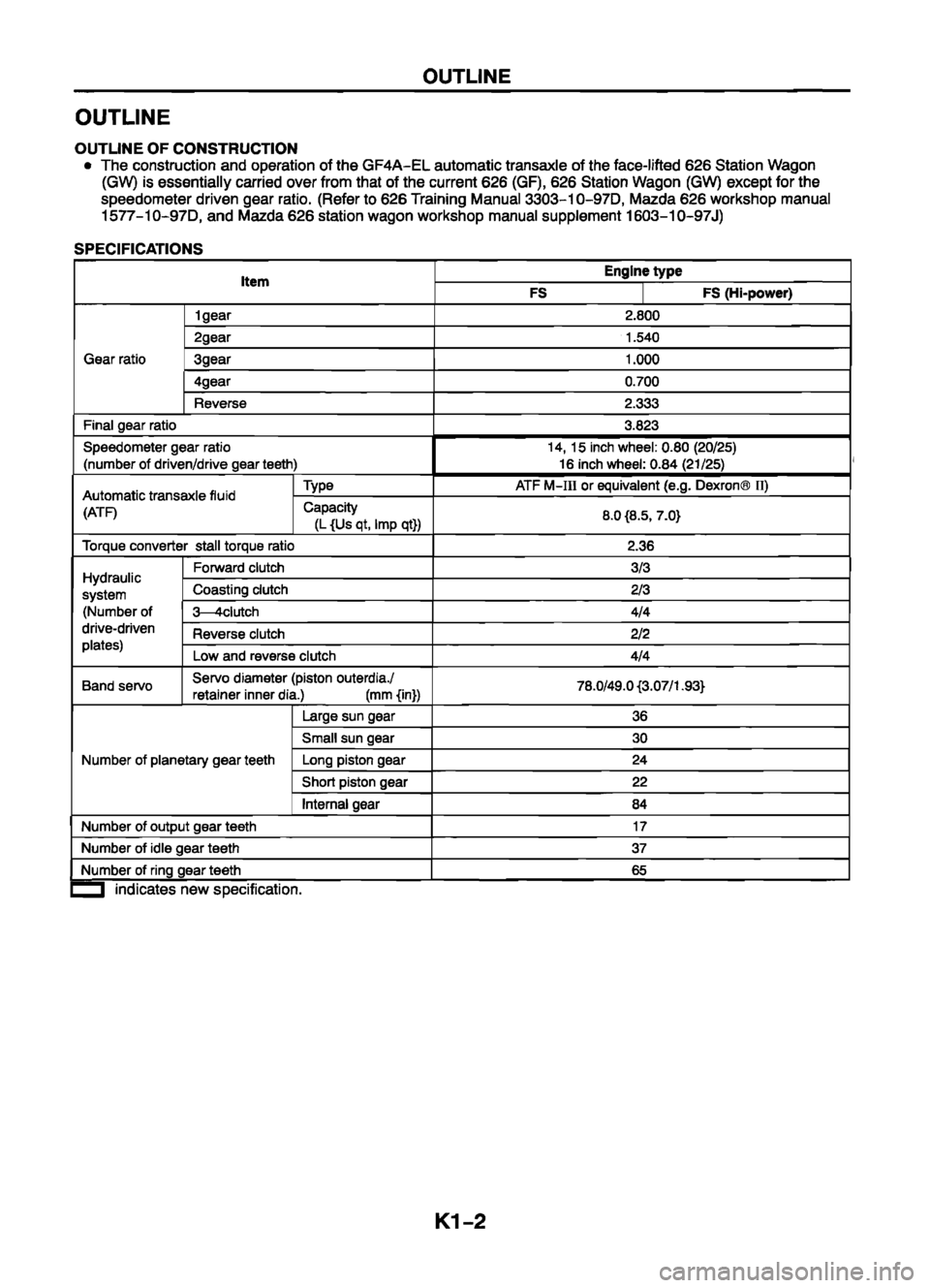 MAZDA 626 1999  Workshop Manual Suplement 