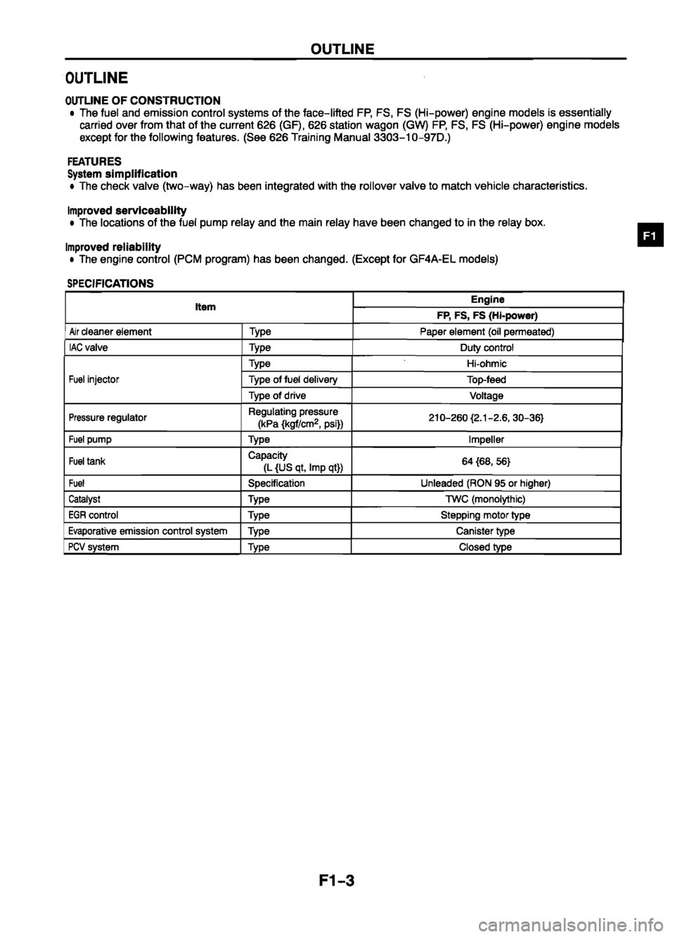 MAZDA 626 1999  Workshop Manual Suplement 