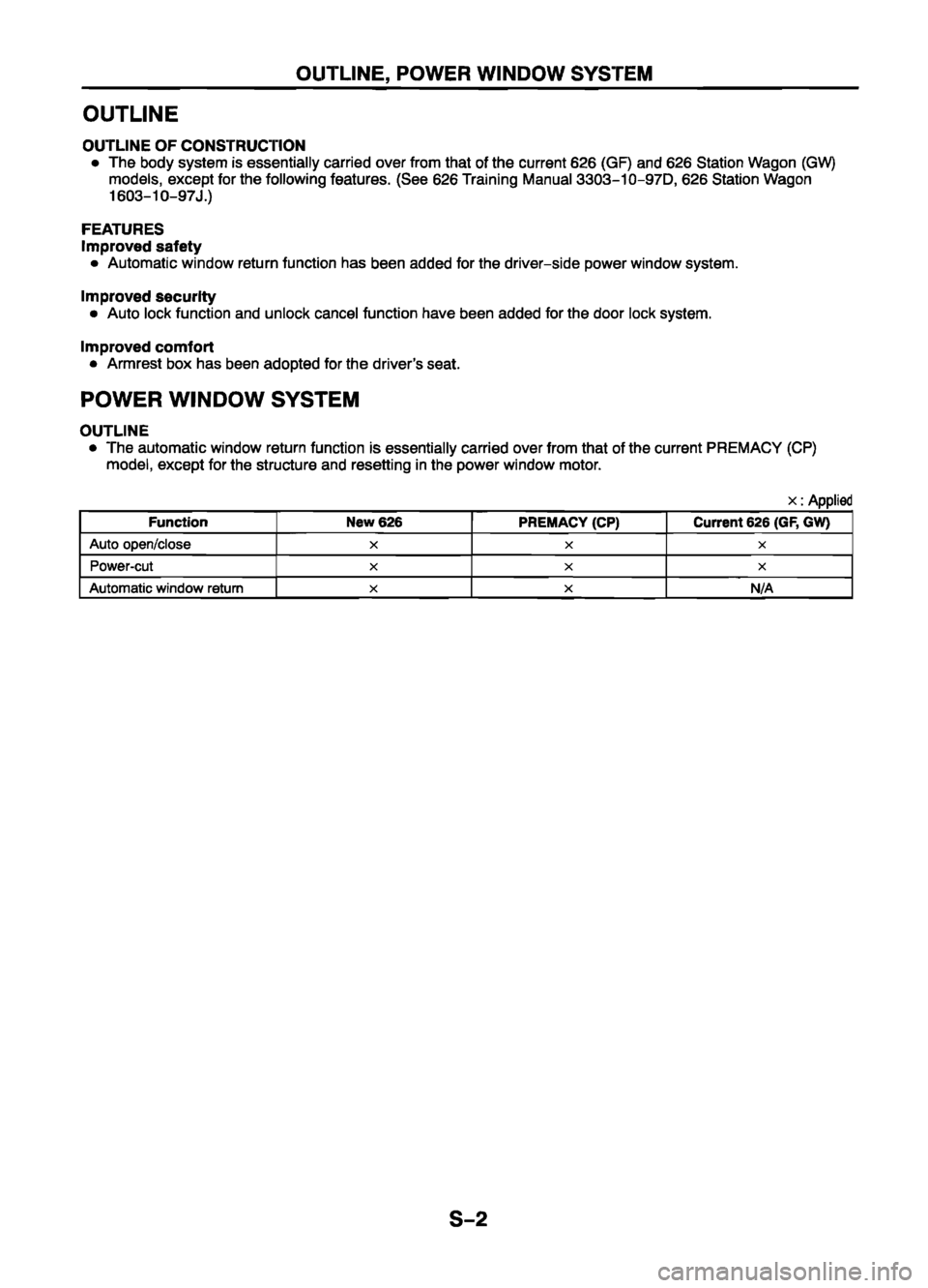 MAZDA 626 1999  Workshop Manual Suplement 