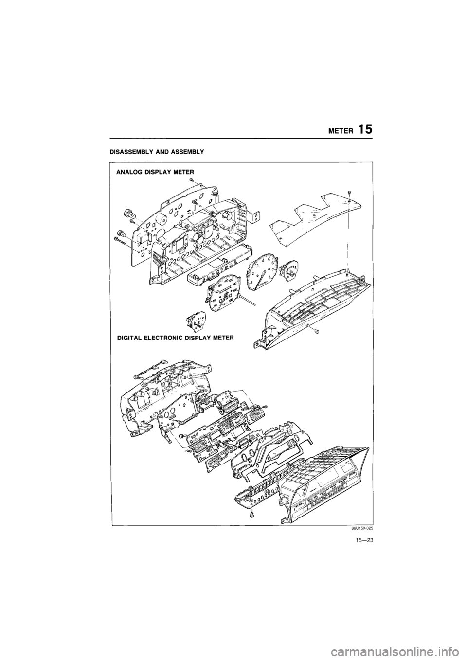 MAZDA 626 1987  Workshop Manual METER
 15 

DISASSEMBLY
 AND
 ASSEMBLY 
86U15X-025 
15—23  