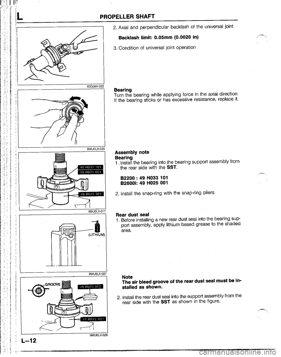 MAZDA B2200 1992  Workshop Manual 